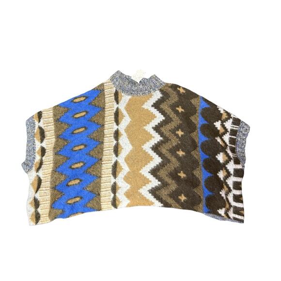 NWT Free People Wool Alpaca Blend Knit Poncho Sweater Medium Boho Cozy Fall - Picture 3 of 10
